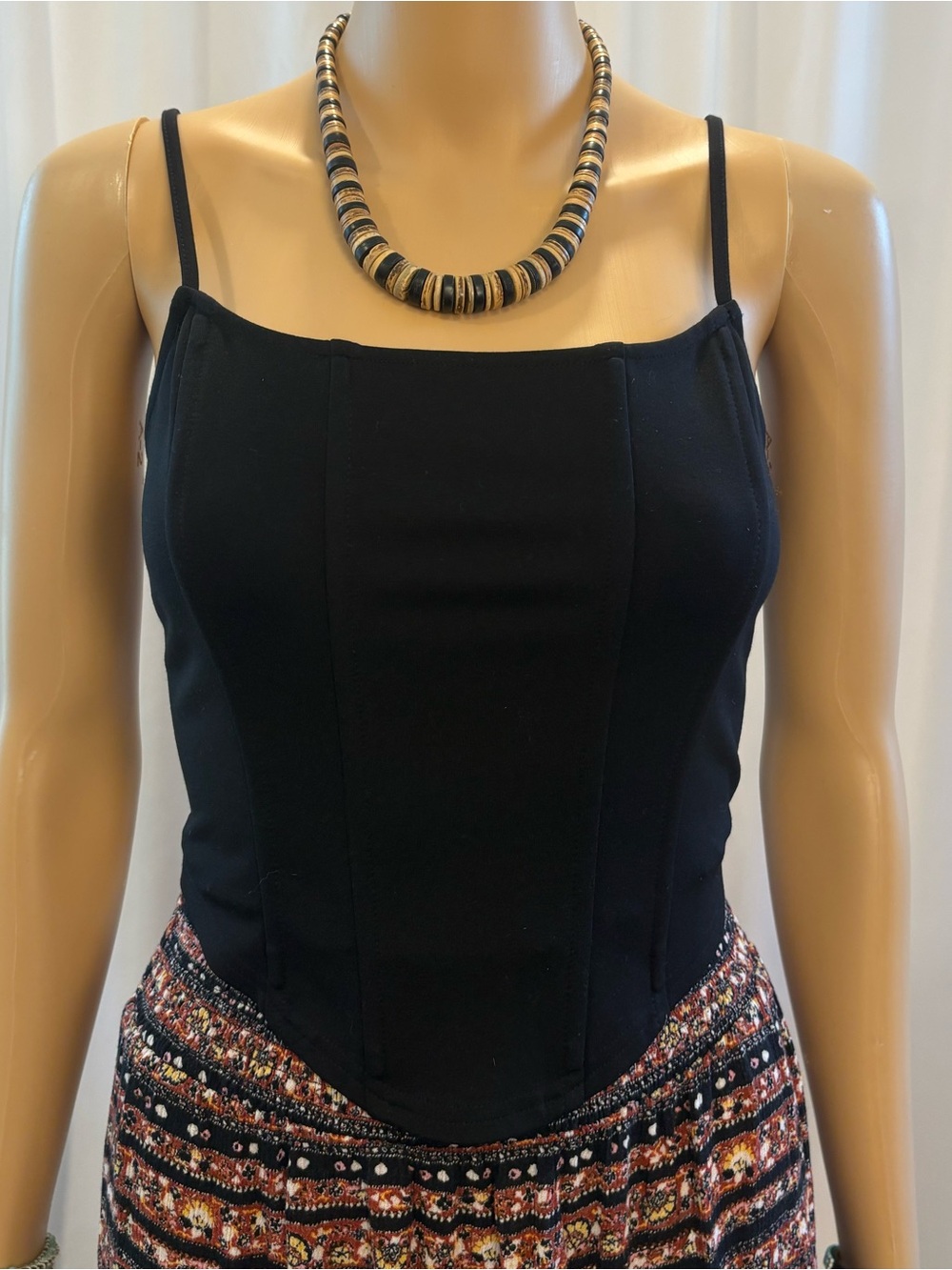 NWOT BP. Black Stretch Corset Top with Boning & Zip Back - Medium